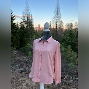 Sexy open back. Pink, sheer button up. Classy but cute!